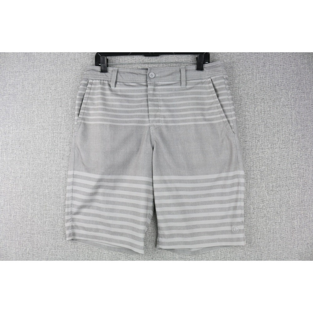 Hang Ten Men's Hybrid Shorts Size 32 Meteorite Striped Gray Casual Flat Front